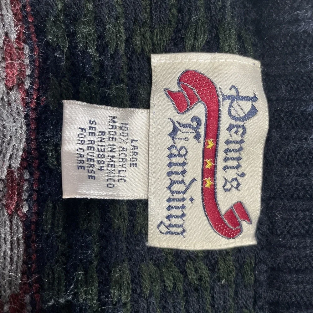 Penns Landing Men's Ribbed‎ Knit Button Cardiology Fan Sweater Large VTG 90s